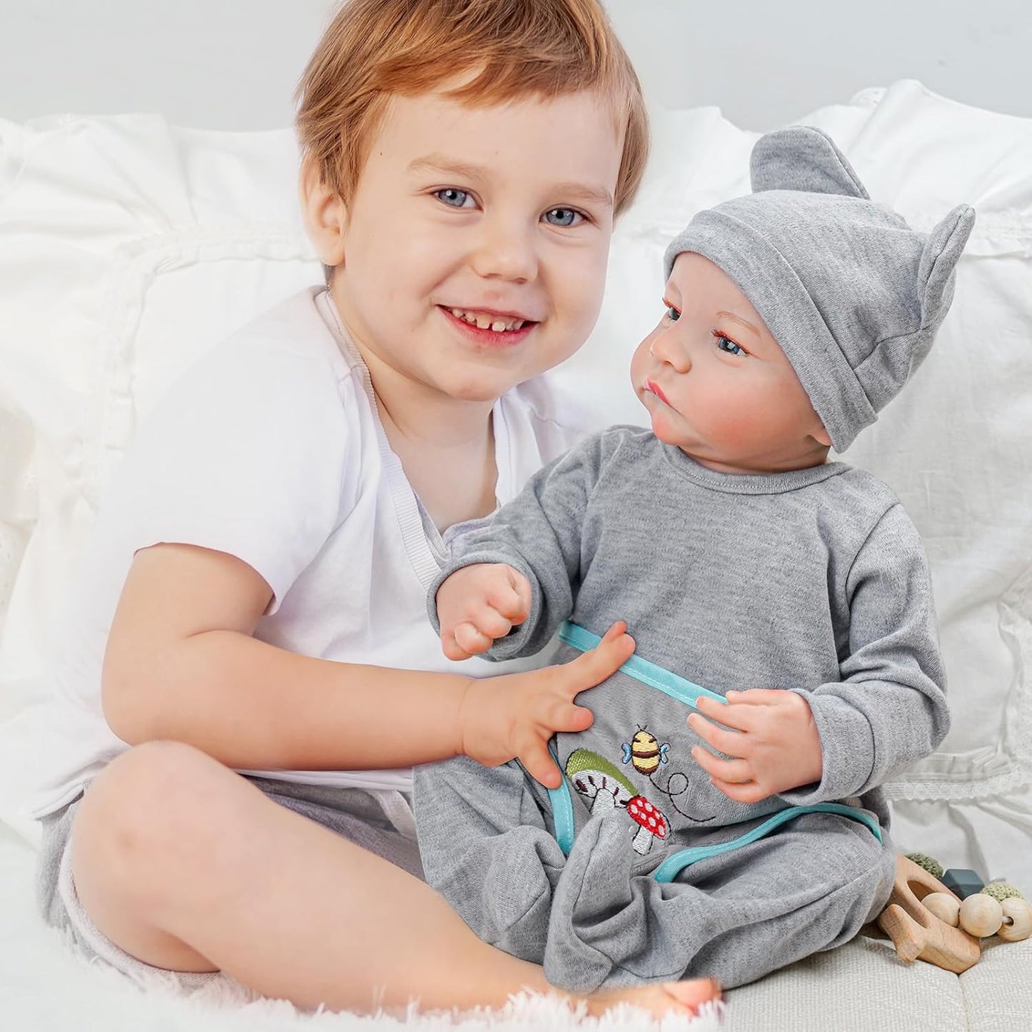 Bebé Nenuco Reborn menino 46cm corpo inteiro em Vinil Silicone, olhos abertos, com acessórios