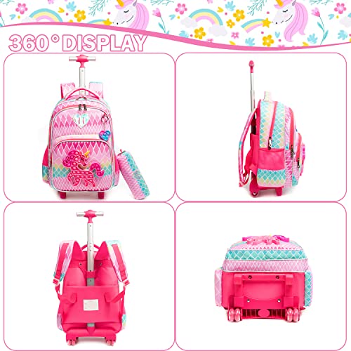 Conjunto Trolley Escolar Unicornio 4 peças: Mochila + Lancheira + Porta Lápis + Pop It - tamanho grande