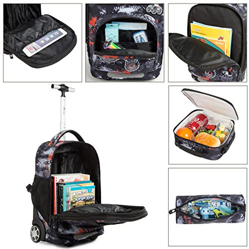 Conjunto Trolley Escolar Carros, Mochila Juvenil 48cm, Mochila Grande + Lancheira + Porta Lápis. A partir de 6 anos
