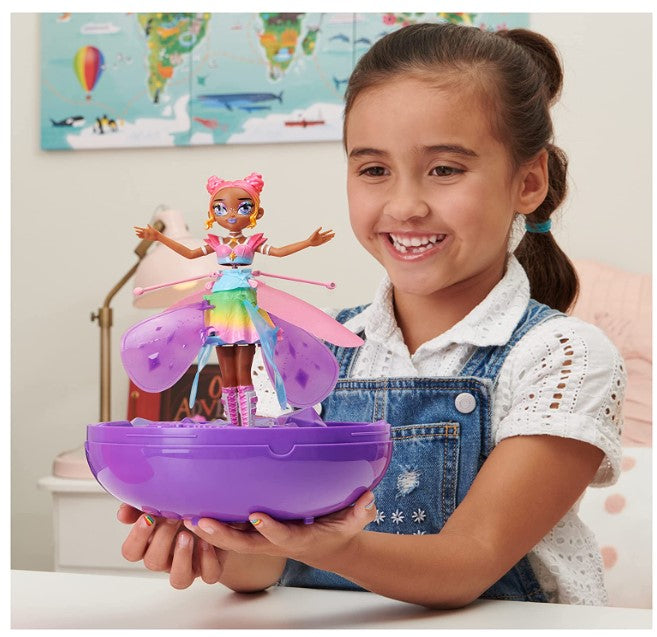 NOVA Fada Voadora Hatchimals, Pixies Crystal Flyer Rainbow Gliter, fada voadora que se ilumina