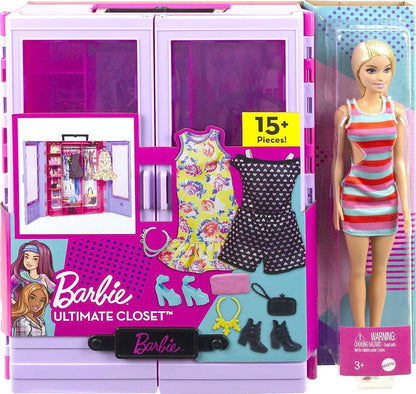 Barbie Fashionista, armário portátil com 3 looks completos, 6 cabides e 1 boneca, item autentico