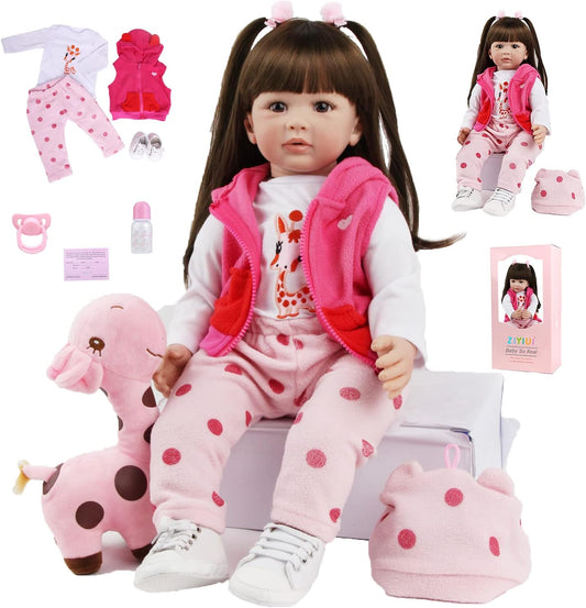 Boneca bebé Reborn 50/55cm Vinil e Silicone com lindos cabelos grandes