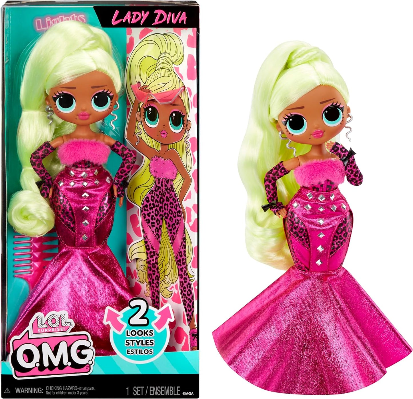 LOL Surprise OMG Novos Penteados: Lady Diva - Edição Limitada, 2 Looks