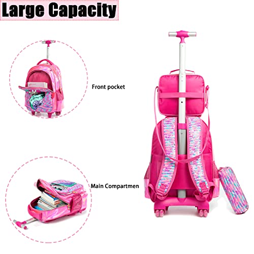 Pack Trolley Escolar Unicórnio 3 peças: Mochila + Lancheira + Porta Lápis: tamanho grande