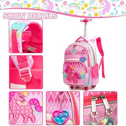 Conjunto Trolley Escolar Unicornio 4 peças: Mochila + Lancheira + Porta Lápis + Pop It - tamanho grande