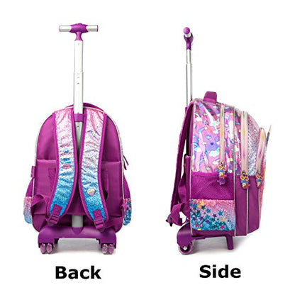 Conjunto Trolley Escolar Unicórnio 3 peças - Mochila + Lancheira Termica + Porta Lápis: tamanho grande