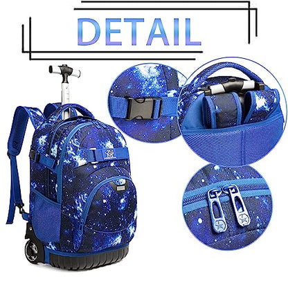 Conjunto Trolley Escolar Azul, Mochila Juvenil 48cm, Mochila Grande + Lancheira + Porta Lápis. A partir de 6 anos