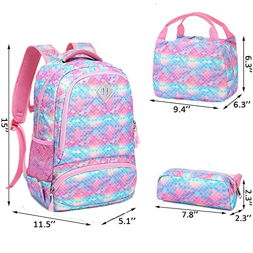 Conjunto Escolar Rosa 4 peças - Mochila + Lancheira + Porta Lápis + Porta Chaves PomPom : tamanho grande, sem trolley