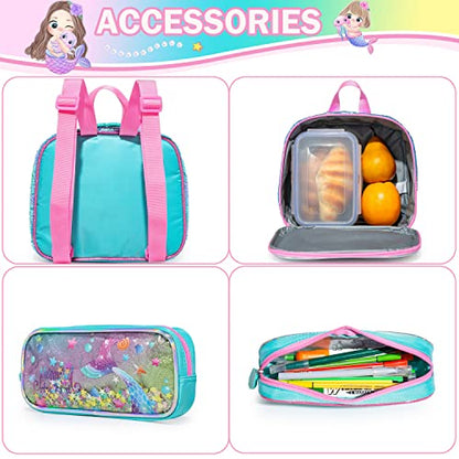 Conjunto Trolley Escolar Sereia Colorido, Mochila Grande + Lancheira + Porta lápis , para meninas 6 a 12 anos