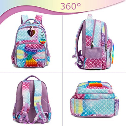 Conjunto Escolar Sereia 4 peças - Mochila + Lancheira + Porta Lápis + Porta Chaves Pop iT : tamanho grande, sem trolley