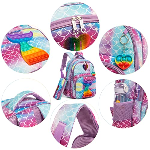 Conjunto Escolar Sereia 4 peças - Mochila + Lancheira + Porta Lápis + Porta Chaves Pop iT : tamanho grande, sem trolley