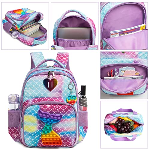 Conjunto Escolar Sereia 4 peças - Mochila + Lancheira + Porta Lápis + Porta Chaves Pop iT : tamanho grande, sem trolley