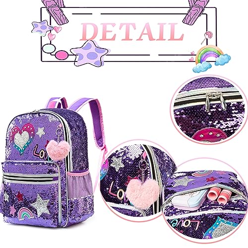 Conjunto Escolar Lantejoulas, Mochila Grande + Estojo + Lancheira Termica, sem trolley