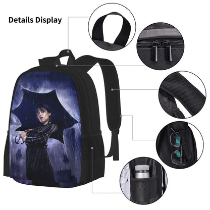 Kit Escolar Wandinha Addams, 3 peças + trolley adaptável