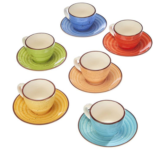 Conjunto chá colorido, 12 peças em cerâmica