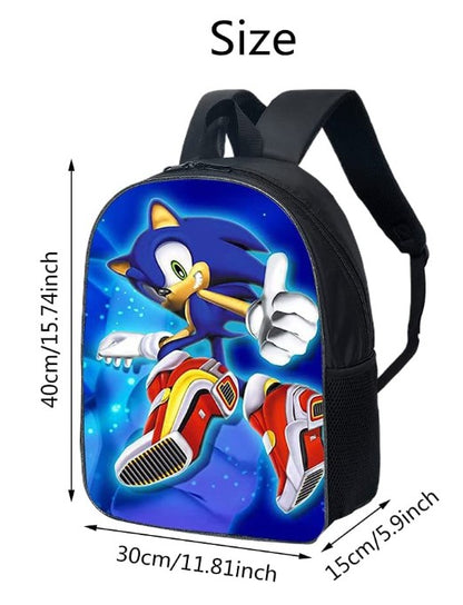 Mochila Sonic 3D, grande capacidade, cores vibrantes