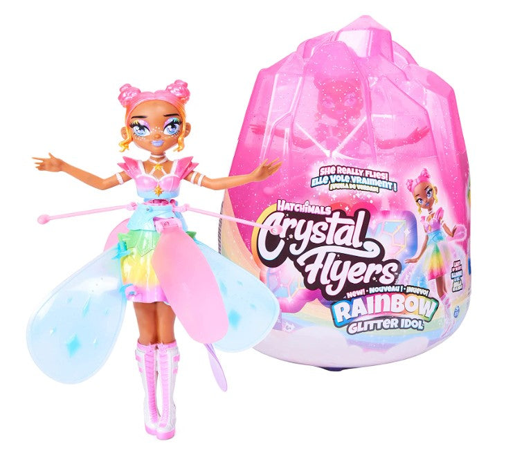 NOVA Fada Voadora Hatchimals, Pixies Crystal Flyer Rainbow Gliter, fada voadora que se ilumina