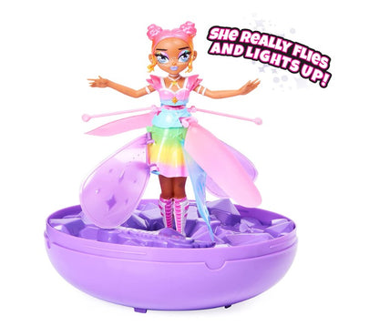 NOVA Fada Voadora Hatchimals, Pixies Crystal Flyer Rainbow Gliter, fada voadora que se ilumina