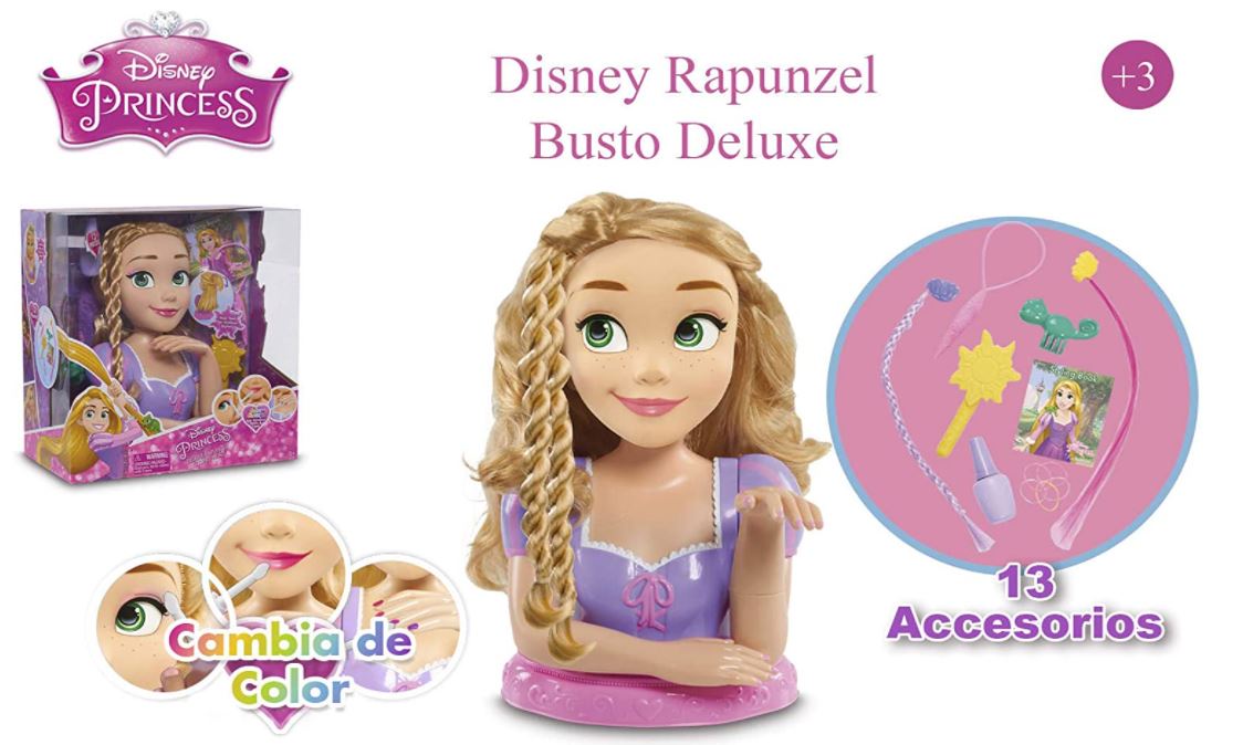 Busto Grande Princesa Rapunzel Deluxe 13 acessórios