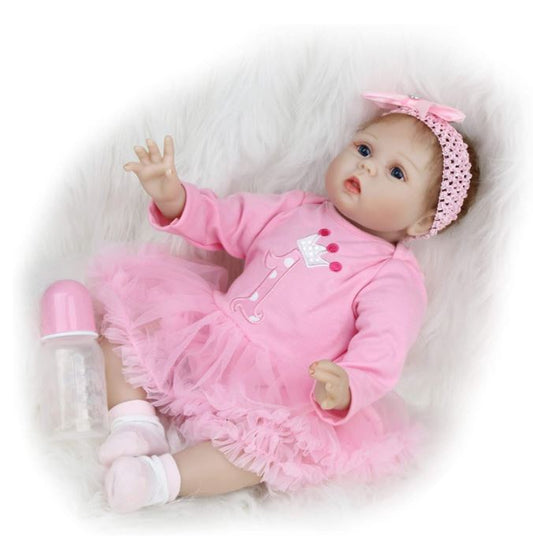Boneca Bebé Reborn 55cm em Vinil com acessórios, feito a mão, recém nascido, olhos abertos