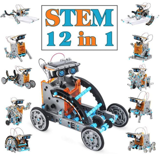 Robot Solar 12 em 1: 190 peças, Brinquedo educacional, viatura de brinquedo