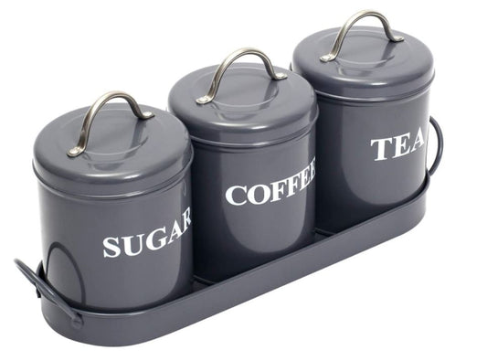 Conjunto metal 4 peças estilo Retrô para chá, açúcar e café, com bandeja