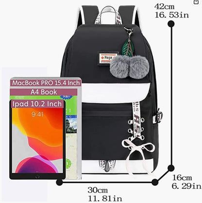 Mochila Escolar para Estudantes, com entrada USB